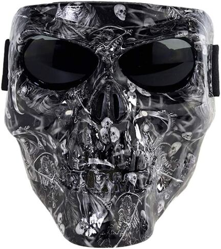 Motorbike Off-Road Riding Goggles Glasses with Skull Face Mask - for Tactical Helmet M88,MICH Motorcycle Open Face Helmet - for Spooky Decor Halloween Mask Cos Mask in Saudi Arabia