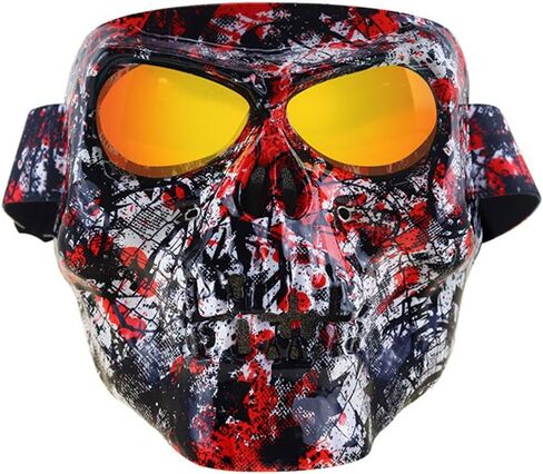 Motorbike Off-Road Riding Goggles Glasses with Skull Face Mask - for Tactical Helmet M88,MICH Motorcycle Open Face Helmet - for Spooky Decor Halloween Mask Cos Mask in Saudi Arabia