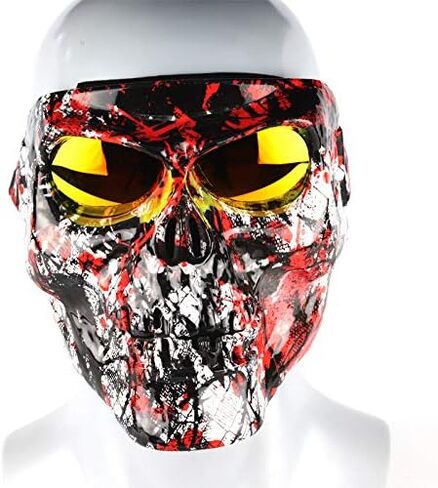 Motorbike Off-Road Riding Goggles Glasses with Skull Face Mask - for Tactical Helmet M88,MICH Motorcycle Open Face Helmet - for Spooky Decor Halloween Mask Cos Mask in Saudi Arabia