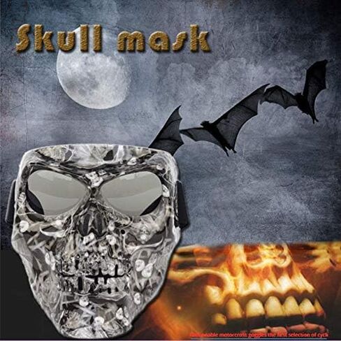 Motorbike Off-Road Riding Goggles Glasses with Skull Face Mask - for Tactical Helmet M88,MICH Motorcycle Open Face Helmet - for Spooky Decor Halloween Mask Cos Mask in Saudi Arabia