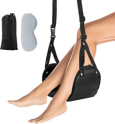 Velamo Airplane Footrest Upgrade Foot Hammock Airplane for Airplane Office Bus Travel with Sleep mask Airplane Travel Accessories, Airplane Essentials Reduce Swelling and Soreness in Kuwait