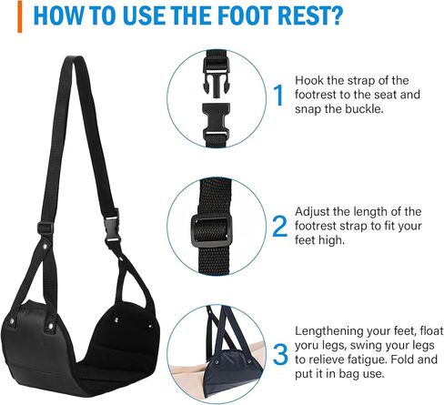 Velamo Airplane Footrest Upgrade Foot Hammock Airplane for Airplane Office Bus Travel with Sleep mask Airplane Travel Accessories, Airplane Essentials Reduce Swelling and Soreness in Kuwait