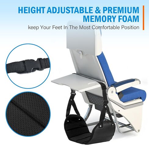 Velamo Airplane Footrest Upgrade Foot Hammock Airplane for Airplane Office Bus Travel with Sleep mask Airplane Travel Accessories, Airplane Essentials Reduce Swelling and Soreness in Kuwait