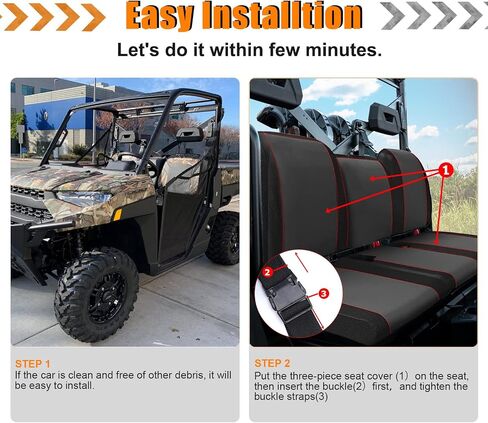 BORDAN UTV Seat Cover for 2018-2023 Polaris Ranger XP 1000/2020-2023 Polaris Ranger 1000, Heavy Duty 1680D Waterproof Full Protection Outdoor Seat Cover Set(3 PCS) in Saudi Arabia
