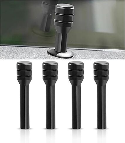 4PCS Car Door Lock Knobs, 1.96×0.47 Inch Door Lift Bolt Auto Inner Door Pull Pins, Aluminum Alloy Door Lock Cover Decor, Universal Car Accessories for Most Cars, Trucks (Black) in Kuwait