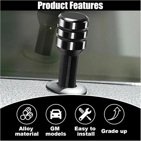 4PCS Car Door Lock Knobs, 1.96×0.47 Inch Door Lift Bolt Auto Inner Door Pull Pins, Aluminum Alloy Door Lock Cover Decor, Universal Car Accessories for Most Cars, Trucks (Black) in Kuwait
