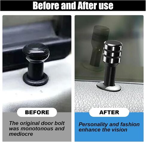 4PCS Car Door Lock Knobs, 1.96×0.47 Inch Door Lift Bolt Auto Inner Door Pull Pins, Aluminum Alloy Door Lock Cover Decor, Universal Car Accessories for Most Cars, Trucks (Black) in Kuwait