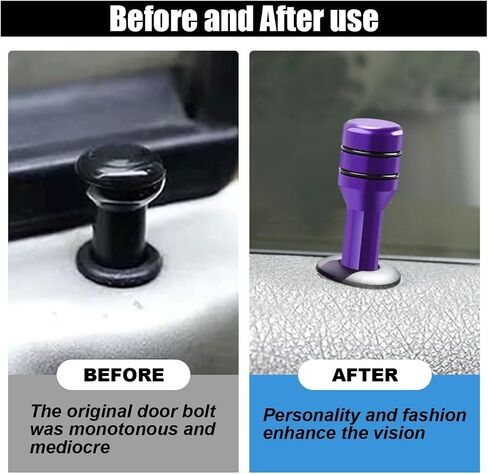 4PCS Car Door Lock Knobs, 1.96×0.47 Inch Door Lift Bolt Auto Inner Door Pull Pins, Aluminum Alloy Door Lock Cover Decor, Universal Car Accessories for Most Cars, Trucks (Black) in Kuwait