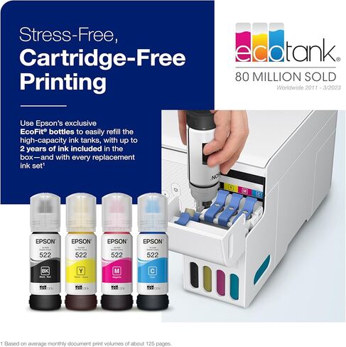 طابعة Epson EcoTank ET-2800 اللاسلكية الملونة الكل في واحد Supertank الخالية من الخرطوشة مع المسح الضوئي والنسخ. ضمان محدود كامل لمدة عام واحد - أبيض (القسط المتجدد) in Kuwait