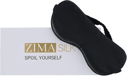 قناع النوم من حرير التوت 100% 22 Momme من ZIMASILK للنوم، مملوء بحرير التوت الفاخر، قناع نوم حريري ناعم وجيد التهوية (أسود) in Saudi Arabia