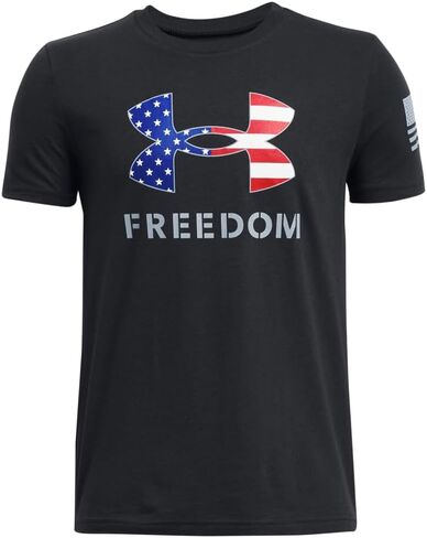تي شيرت بشعار Freedom للأولاد من Under Armour، (002) أسود / / فولاذي، متوسط in Saudi Arabia