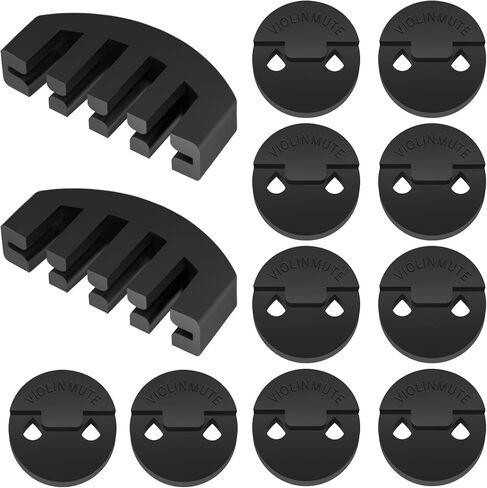 مجموعة كتم صوت ممارسة الكمان المطاطية مكونة من 12 قطعة تتضمن 10 قطع كتم صوت على شكل تورت دائري و2 قطعة على شكل مخلب للكمان، وكتم صوت ممارسة الكمان 4/4 (أسود) in Kuwait