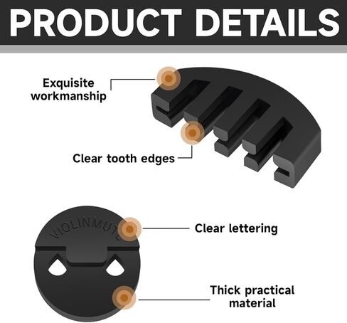 مجموعة كتم صوت ممارسة الكمان المطاطية مكونة من 12 قطعة تتضمن 10 قطع كتم صوت على شكل تورت دائري و2 قطعة على شكل مخلب للكمان، وكتم صوت ممارسة الكمان 4/4 (أسود) in Kuwait