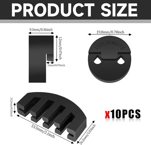 مجموعة كتم صوت ممارسة الكمان المطاطية مكونة من 12 قطعة تتضمن 10 قطع كتم صوت على شكل تورت دائري و2 قطعة على شكل مخلب للكمان، وكتم صوت ممارسة الكمان 4/4 (أسود) in Kuwait
