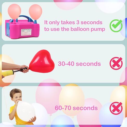 Electric Balloon Pump Kit,110V-120V Portable Dual-Nozzle Electric Inflator, Electric Balloon Pump for Birthday Party, Wedding, Christmas Decoration in Saudi Arabia