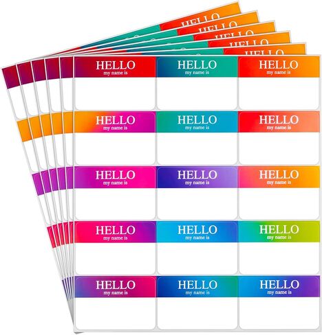 345 قطعة من ملصقات بطاقات الاسم، علامات أسماء ملونة مقاس 3 × 2، ملصقات Hello My Name 15 لونًا، Hello My Name is علامة اسم للحفلات والعائلة والمنزل والمكتب والمدرسة، وعصا فارغة على ملصقات أسماء الرعاية النهارية in Kuwait
