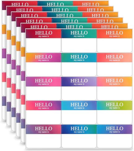 345 قطعة من ملصقات بطاقات الاسم، علامات أسماء ملونة مقاس 3 × 2، ملصقات Hello My Name 15 لونًا، Hello My Name is علامة اسم للحفلات والعائلة والمنزل والمكتب والمدرسة، وعصا فارغة على ملصقات أسماء الرعاية النهارية in Kuwait