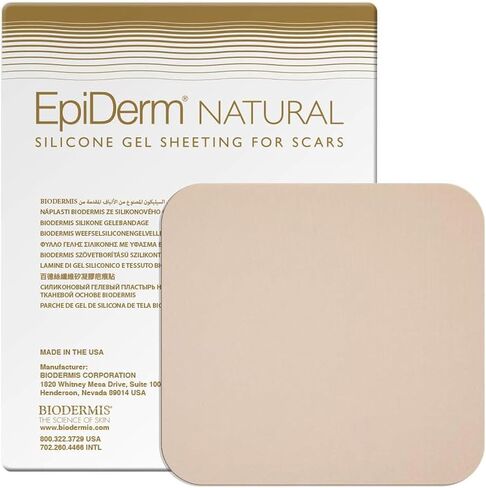 صفائح Epi-Derm الكبيرة، صفائح جل السيليكون للندبات، مثالية للعمليات القيصرية، شد البطن، ندبات استئصال الرحم وجراحة القلب - صفائح الندبات عالية الجودة، قابلة لإعادة الاستخدام، 11 × 15.75 بوصة - طبيعية in Kuwait