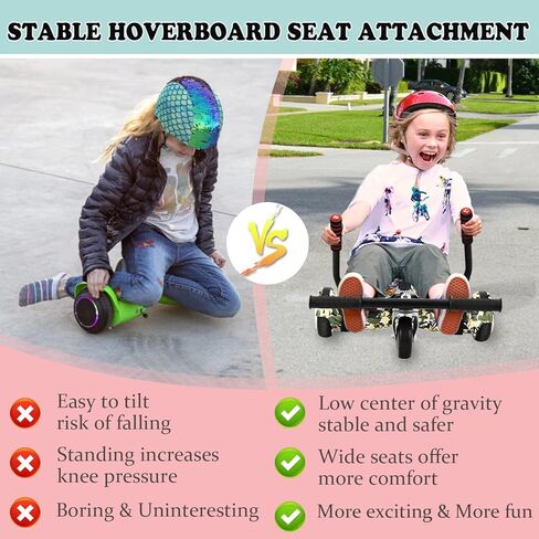 ملحق مقعد هوفر بورد للأطفال قابل للتعديل بطول 6.5 بوصة و8 بوصة و10 بوصة وعجلتين ذاتي التوازن سكوتر هوفر بورد كارت ملحق للأطفال/الكبار مع 6 أشرطة إضافية in Kuwait