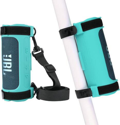 غطاء حافظة من السيليكون من TXEsign لمكبر صوت بلوتوث محمول JBL Flip 6، حافظة واقية JBL Flip 6 حامل مكبر صوت محمول مع حزام كتف وحزام دراجة لدرابزين عربة الجولف (أسود) in Kuwait