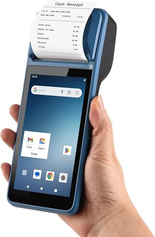 Bisofice 4G يده PDA POS Android 11.0 طابعة إيصالات 2 جيجابايت + 16 جيجابايت، كاميرا 5 متر، ماسح باركود 1D 2D، اتصال شبكة كامل Wifi/Gps/BT/4G، شاشة لمس 5 بوصات عرض 58 مم طباعة ملصقات حرارية in Kuwait