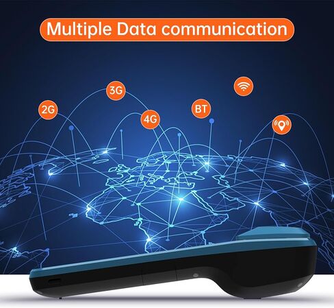 Bisofice 4G يده PDA POS Android 11.0 طابعة إيصالات 2 جيجابايت + 16 جيجابايت، كاميرا 5 متر، ماسح باركود 1D 2D، اتصال شبكة كامل Wifi/Gps/BT/4G، شاشة لمس 5 بوصات عرض 58 مم طباعة ملصقات حرارية in Kuwait