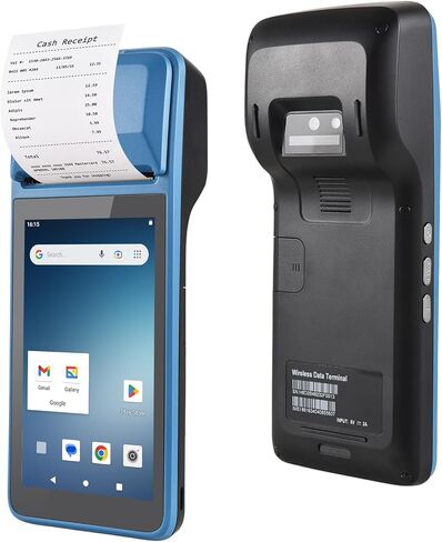 Bisofice 4G يده PDA POS Android 11.0 طابعة إيصالات 2 جيجابايت + 16 جيجابايت، كاميرا 5 متر، ماسح باركود 1D 2D، اتصال شبكة كامل Wifi/Gps/BT/4G، شاشة لمس 5 بوصات عرض 58 مم طباعة ملصقات حرارية in Kuwait