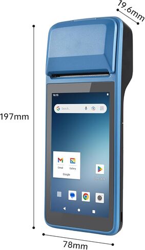 Bisofice 4G يده PDA POS Android 11.0 طابعة إيصالات 2 جيجابايت + 16 جيجابايت، كاميرا 5 متر، ماسح باركود 1D 2D، اتصال شبكة كامل Wifi/Gps/BT/4G، شاشة لمس 5 بوصات عرض 58 مم طباعة ملصقات حرارية in Kuwait
