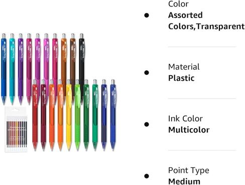 Smart Color Art 40 Pack Set, 20 Colored Gel Pens With 20 Matched Refills, Medium Point Retractable Gel Ink Pens With Comfortable Grip, Great for Journal Notebook Planner in School Office in Kuwait