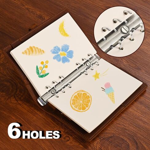 A6 Blank Paper, A6 Refill Paper, 6 Holes Pouched Loose Leaf Paper for A6 Filofax Personal Binder Planner, 80 Sheets/160 Blank Pages, 4.1 x 6.6 inches, Beige (2) in Kuwait