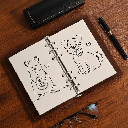 A6 Blank Paper, A6 Refill Paper, 6 Holes Pouched Loose Leaf Paper for A6 Filofax Personal Binder Planner, 80 Sheets/160 Blank Pages, 4.1 x 6.6 inches, Beige (2) in Kuwait
