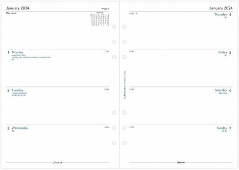 Filofax A5 week on two pages English 2024 diary, White in Saudi Arabia