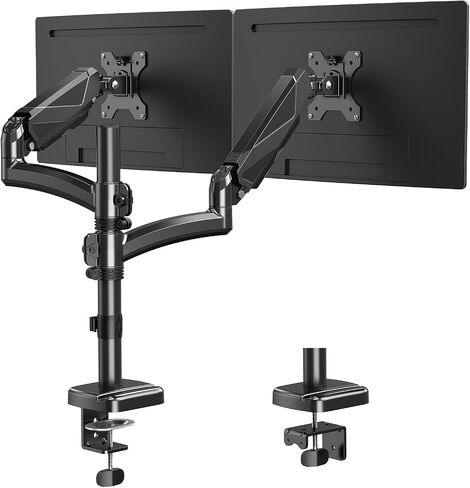 MOUNTUP Dual Monitor Stand, Height Adjustable Monitor Desk Mount, Gas Spring Monitor Arm for Two 17-32 Inch Screens, with C Clamp/Grommet Mounting Base, Holds 4.4-17.6 lbs per Arm, Max VESA 100x100mm in Saudi Arabia