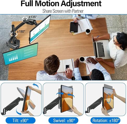 MOUNTUP Dual Monitor Stand, Height Adjustable Monitor Desk Mount, Gas Spring Monitor Arm for Two 17-32 Inch Screens, with C Clamp/Grommet Mounting Base, Holds 4.4-17.6 lbs per Arm, Max VESA 100x100mm in Saudi Arabia