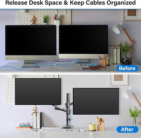 MOUNTUP Dual Monitor Stand, Height Adjustable Monitor Desk Mount, Gas Spring Monitor Arm for Two 17-32 Inch Screens, with C Clamp/Grommet Mounting Base, Holds 4.4-17.6 lbs per Arm, Max VESA 100x100mm in Saudi Arabia