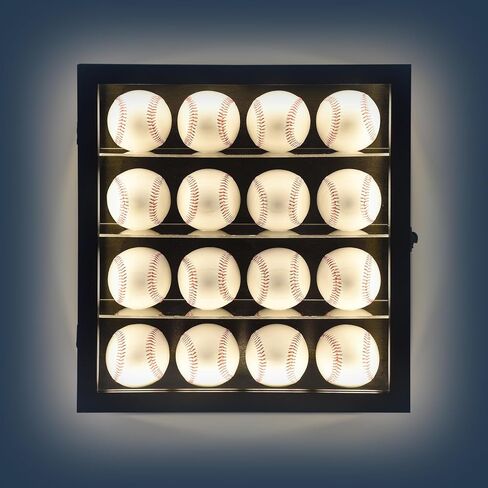 حافظة عرض البيسبول مع إضاءة LED حامل بيسبول أكريليك شفاف للحماية من الأشعة فوق البنفسجية صندوق بيسبول موقع على الحائط حافظة عرض لحامل البيسبول التذكاري in Kuwait