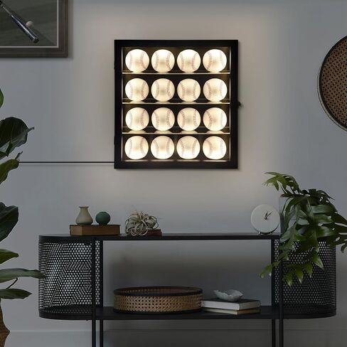 حافظة عرض البيسبول مع إضاءة LED حامل بيسبول أكريليك شفاف للحماية من الأشعة فوق البنفسجية صندوق بيسبول موقع على الحائط حافظة عرض لحامل البيسبول التذكاري in Kuwait