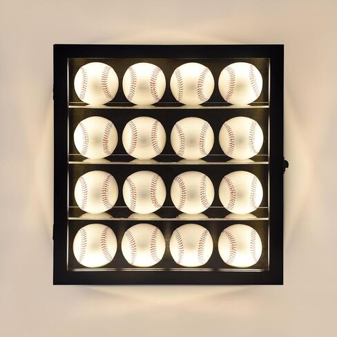حافظة عرض البيسبول مع إضاءة LED حامل بيسبول أكريليك شفاف للحماية من الأشعة فوق البنفسجية صندوق بيسبول موقع على الحائط حافظة عرض لحامل البيسبول التذكاري in Kuwait