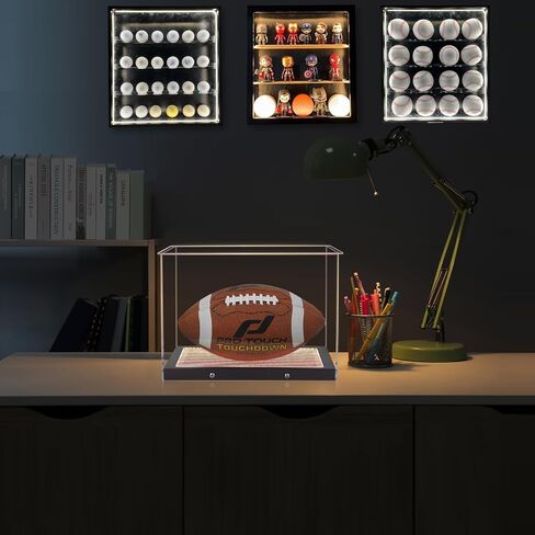 حافظة عرض البيسبول مع إضاءة LED حامل بيسبول أكريليك شفاف للحماية من الأشعة فوق البنفسجية صندوق بيسبول موقع على الحائط حافظة عرض لحامل البيسبول التذكاري in Kuwait