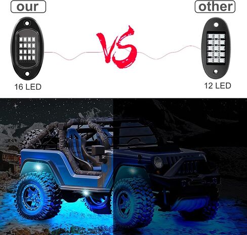RGB LED Rock Light 8 Pods 128LEDs تحت الضوء لسيارة الجولف بلوتوث Rock Light APP 24 مفتاح التحكم عن بعد LED Pod Rock Light متوافق مع ATV SUV UTV RZR شاحنة بيك اب على الطرق الوعرة in Saudi Arabia