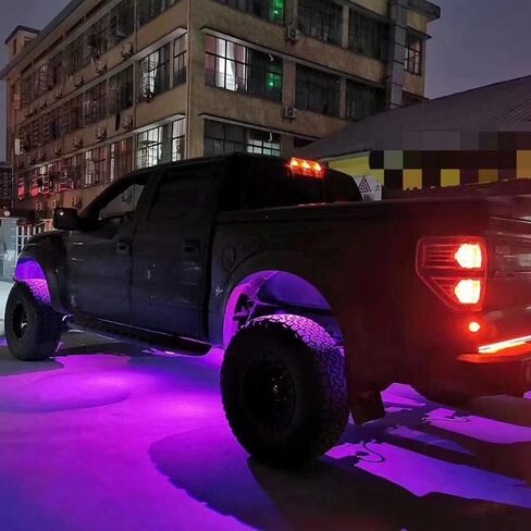 RGB LED Rock Light 8 Pods 128LEDs تحت الضوء لسيارة الجولف بلوتوث Rock Light APP 24 مفتاح التحكم عن بعد LED Pod Rock Light متوافق مع ATV SUV UTV RZR شاحنة بيك اب على الطرق الوعرة in Saudi Arabia