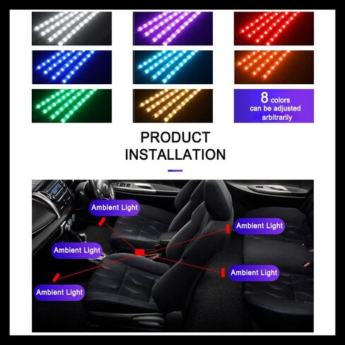 LED Car Lights with App Control, Car LED Strip Lights, Smart Interior Car Lights with DIY Mode and Music Mode, Under Dash Interior Lights for Car with Smart USB Port, Fit for Cars, Trucks, SUVs in Saudi Arabia