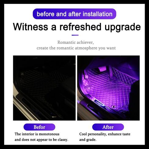 LED Car Lights with App Control, Car LED Strip Lights, Smart Interior Car Lights with DIY Mode and Music Mode, Under Dash Interior Lights for Car with Smart USB Port, Fit for Cars, Trucks, SUVs in Saudi Arabia
