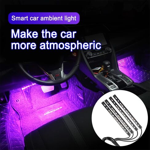 LED Car Lights with App Control, Car LED Strip Lights, Smart Interior Car Lights with DIY Mode and Music Mode, Under Dash Interior Lights for Car with Smart USB Port, Fit for Cars, Trucks, SUVs in Saudi Arabia