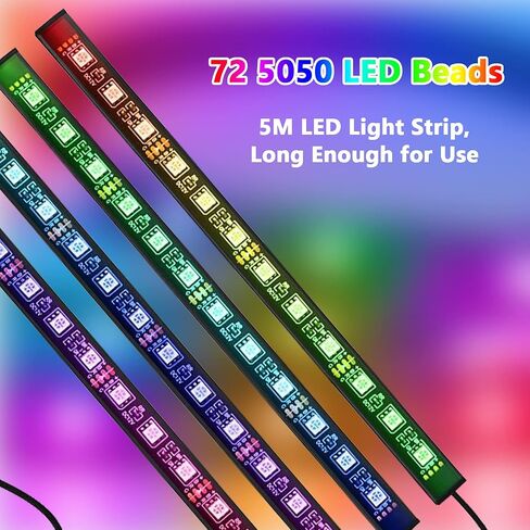 مصابيح داخلية للسيارة بطول 16.4 قدم، شريط إضاءة LED لوضع المطاردة الذكية، التحكم في تطبيق Dreamcolor بخطين و72 مصباح LED أسفل السيارة مع شاحن سيارة للحفلات، عيد الميلاد، المهرجانات in Saudi Arabia