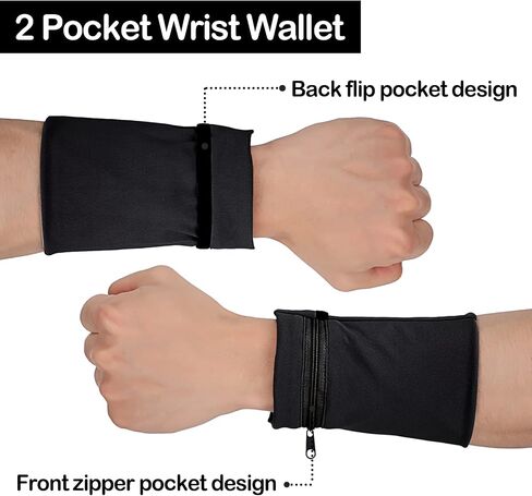 6 Pieces Wrist Wallet Pocket Wrist Zipper Pouch for Women Men Running Walking Hiking Jogging Sweatbands Phone Coin Keys Storage in Saudi Arabia