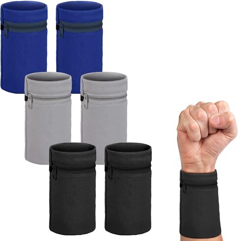 6 Pieces Wrist Wallet Pocket Wrist Zipper Pouch for Women Men Running Walking Hiking Jogging Sweatbands Phone Coin Keys Storage in Saudi Arabia