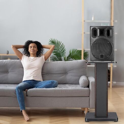 MECCANIXITY Wood Grain Speaker Stands 1 Pair 11.8 Inch (30cm) Universal Small Speaker Stand Hollowed Stands Enhanced Audio Listening for Home Theaters Cinema in Kuwait