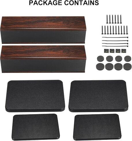 MECCANIXITY Wood Grain Speaker Stands 1 Pair 11.8 Inch (30cm) Universal Small Speaker Stand Hollowed Stands Enhanced Audio Listening for Home Theaters Cinema in Kuwait