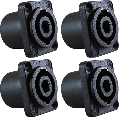 مكبر صوت GLS جاك تويست قفل 4 أقطاب مربعة (مستطيل) - متوافق مع Neutrik Speakon NL4MP، NL4MPR، NL4FC، NL4FX، NLT4X، NL4 Series، NL2FC، NL2، Speak-On - 4 عبوات in Kuwait